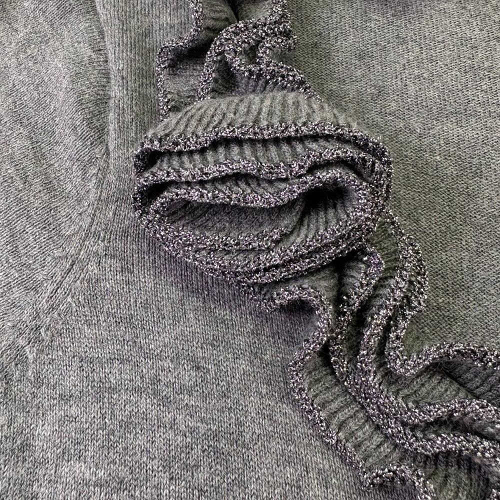 Cache Y2k Metallic Ruffle Collar Short Sleeve Fit… - image 3